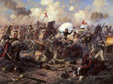 Classical Painting - Major general Kostenetskiv exploit in the battle of Borodino Yurievich Averyanov Military War